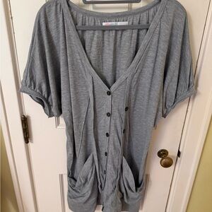 Free People Light Gray Button-Front Tunic